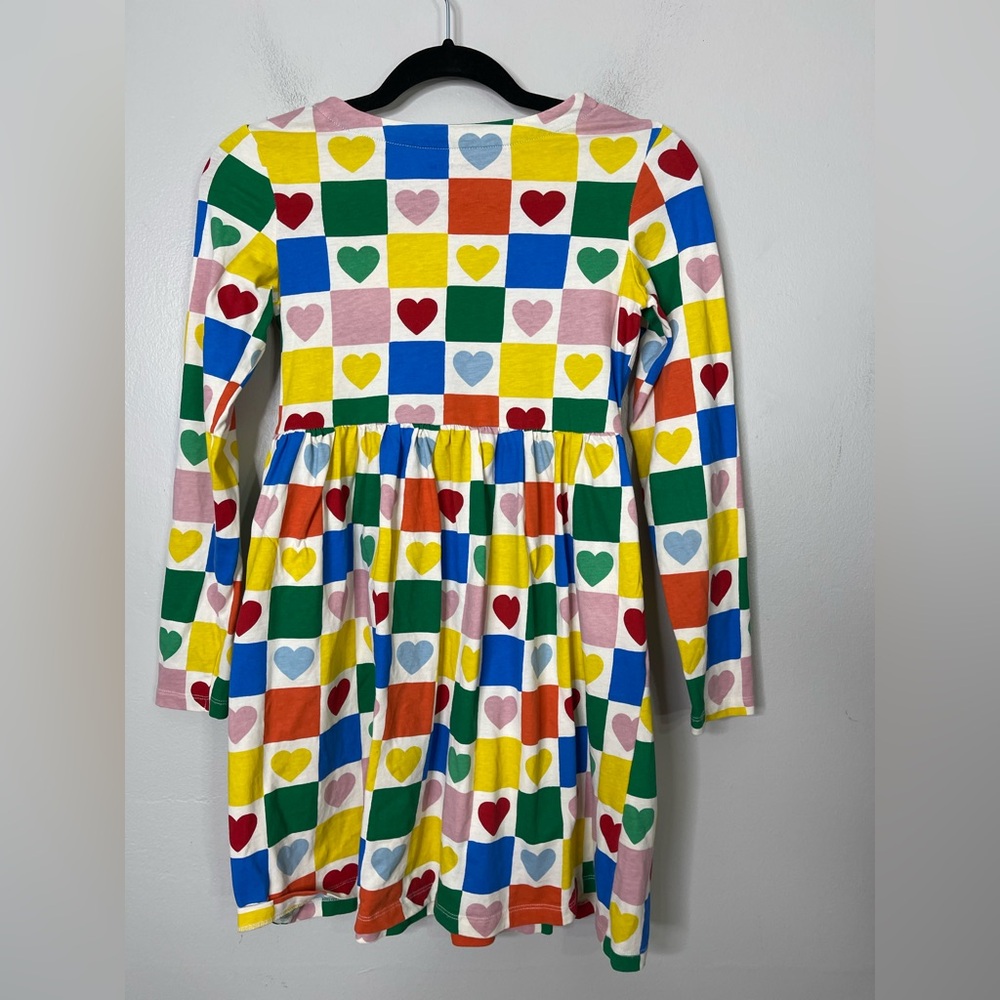 Mini Boden NWOT Kids' Fun Long Sleeve Jersey Dress Sz 11-12 Colorful Hearts - Picture 6 of 6